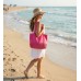 Straw Beach/ Shopping Tote Bags - Fuchsia - BG-ST169FU